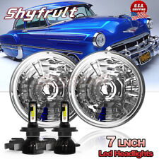 2X 7'' Inch Halo Round LED Headlights Angel Eyes For Chevrolet Bel Air 1953-1957 picture