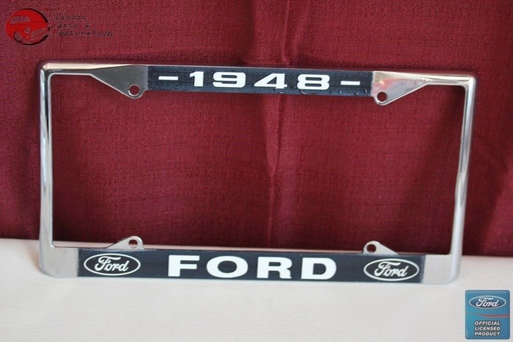 1948 Ford Car Pick Up Truck Front Rear License Plate Holder Chrome Frame New