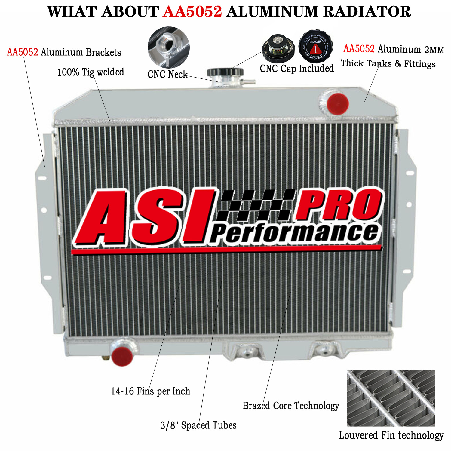4 ROW ALUMINUM RADIATOR FOR 68-74 AMC JAVELIN/AMX/RAMBLER/MARLIN/REBEL/SST PRO