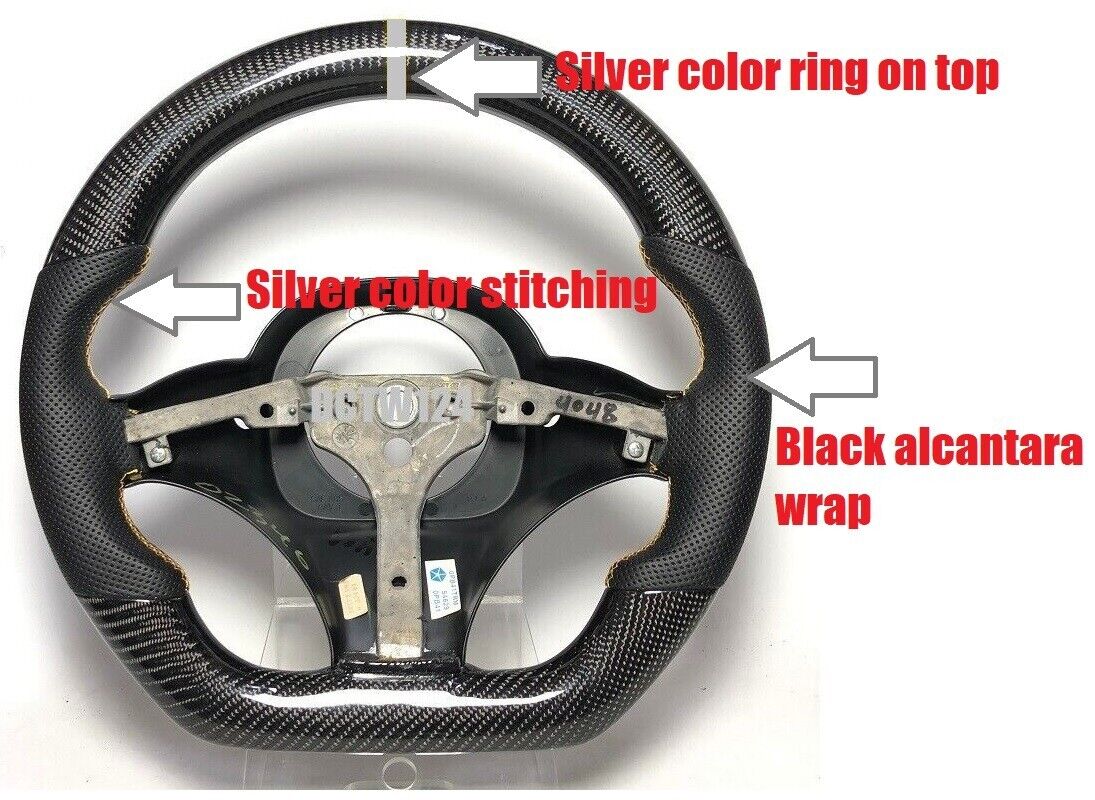 Dodge Viper Gen2 carbon steering wheel Alcantara wrap Silver Ring and Stitching