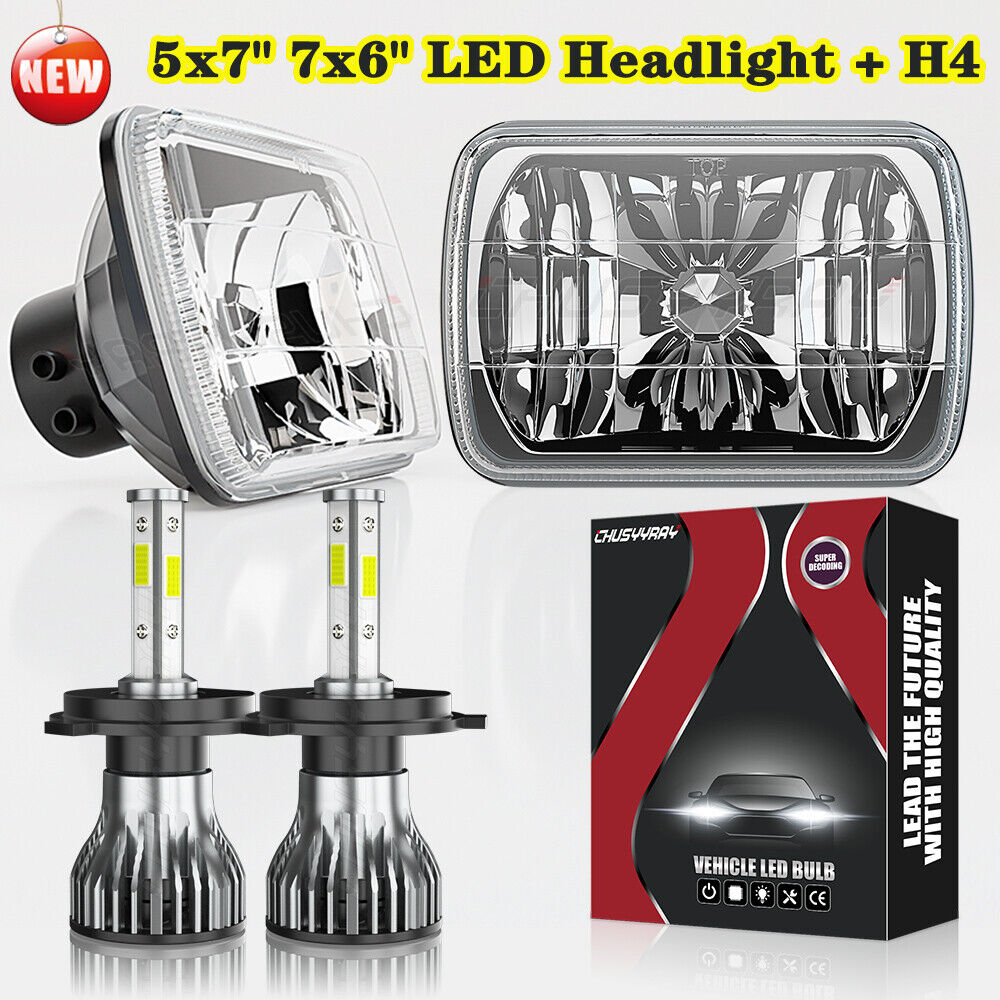 Pair 5x7\'\' 7x6\'\' LED Headlight Hi/Lo Beam For Dodge Ram 50 W/D150 W/D250 W/D350