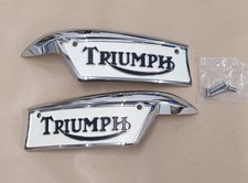 FIT TRIUMPH TANK BADGES 1969 ONWARDS 82-9700/9701 T100 T120 T140 T150 WITH SCREW picture