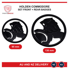 Holden Set of Front + Rear Lion Badge Set Gloss Black Commodore VE VF SV6 SS SSV picture