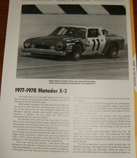 1977-78 AMC MATADOR X-2 SPECS INFO PHOTO 77 1978 X2 PENSKE AMERICAN MOTORS picture