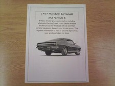 1967 Plymouth Barracuda factory cost/dealer retail pricing for car and options $ picture
