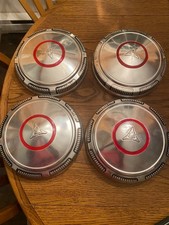 Set of 4x Mopar Dodge Demon Red Line Stripe Dog Dish Hub Caps OEM Original picture