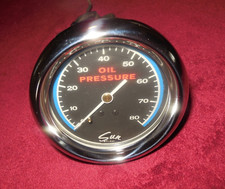 Vintage SUN 2-5/8 inch 0 - 80 PSI Blueline mech oil pressure gauge Gasser Muscle picture