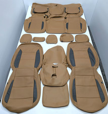 For GMC Sierra Crew Cab 2022-2026 Camel Gray Leather Seat Covers MC122 picture