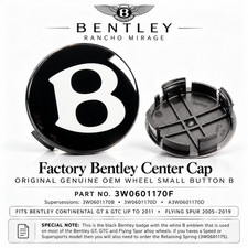 Genuine Bentley GT GTC Flying Spur Wheel Center Cap Black B OEM 3W0601170F picture