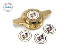 Buick White on Gold Lowrider Wire Wheel Metal Chips Emblems Size 2.25 S1 picture