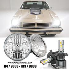 Fit Chevrolet Vega 1971 1972-1975 Pair 7 inch LED Headlights Round Hi/Lo Lamp picture