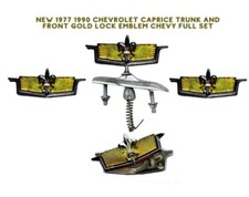 CHEVROLET CAPRICE TRUNK AND FRONT NEW 1977 1990 GOLD LOCK EMBLEM CHEVY FULL SET picture
