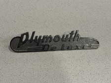 Vintage 1950-1951 Plymouth De Luxe Script Trunk Emblem Badge OEM MoPar 1338836 picture