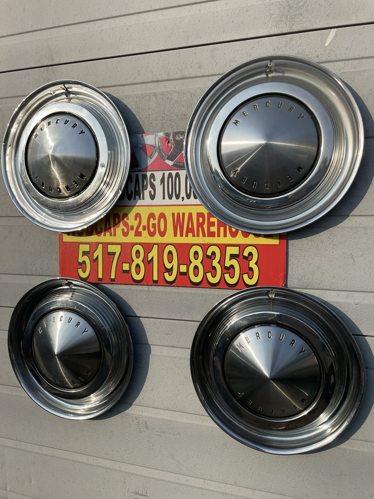 1962-63 Mercury Colony Park Lane Monterey Meteor Set 4 Hubcaps 14” Beautiful Oem