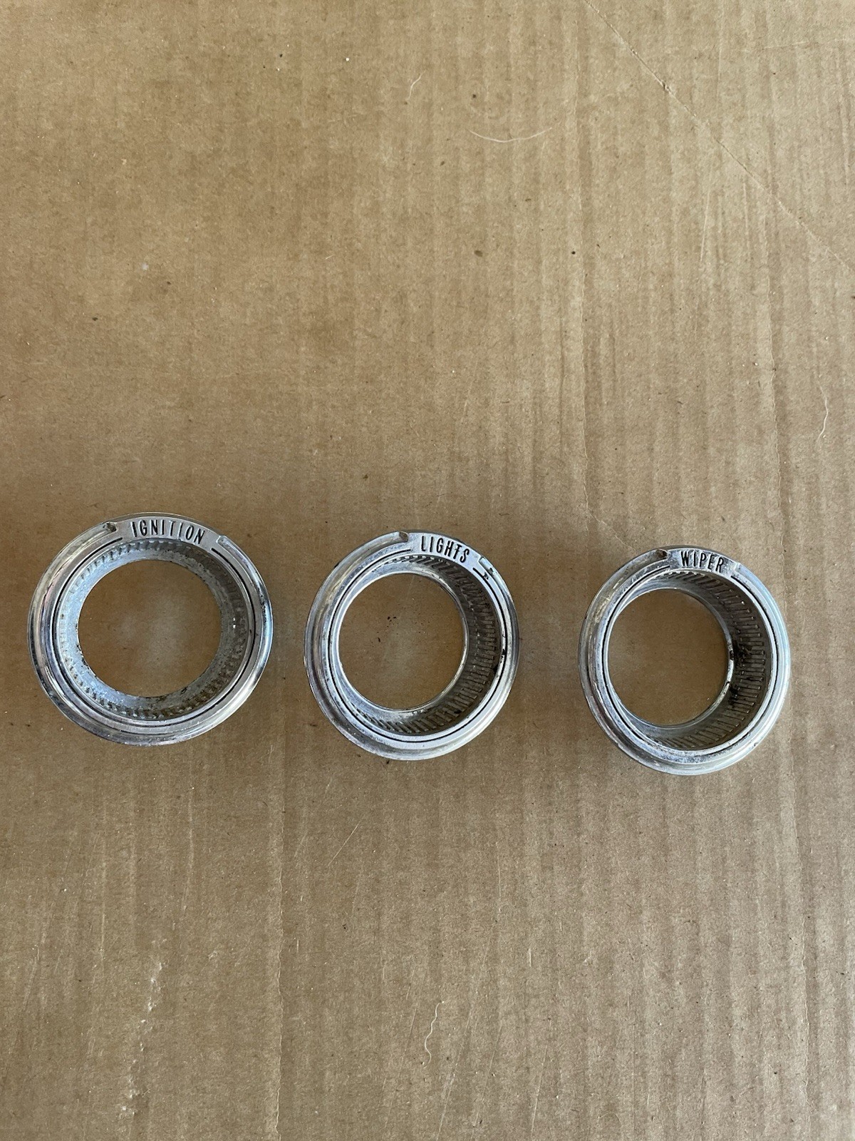 1966 Oldsmobile Starfire Chrome Dash Bezels For Ignition Lights And Wipers