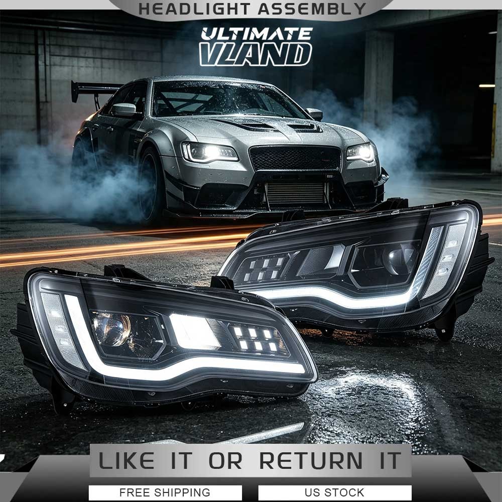VLAND LED Headlights For 2011-2023 Chrysler 300 Front Lamps  W/start Animation
