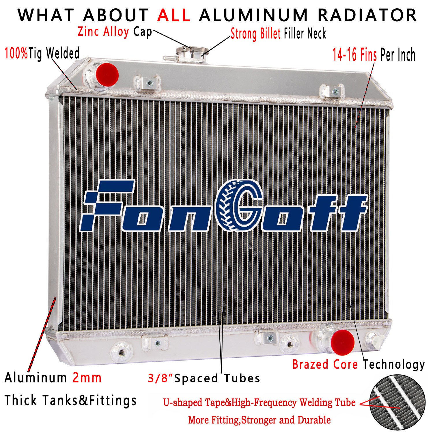 4 Row Radiator for 1964-1967 65 Pontiac Le-Mans Tempest GTO 5.3L V8