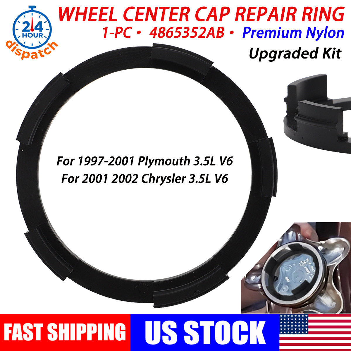 1X For Plymouth Chrysler Prowler Wheel Center Cap Hubcap Repair Ring 4865352AB