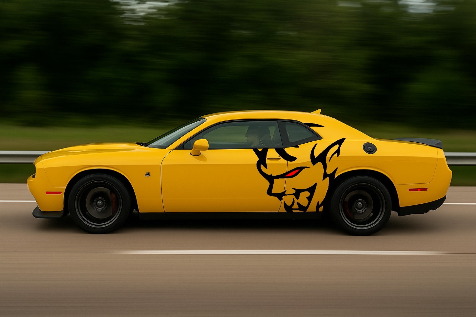 For 2013 - 2023 Dodge Challenger Demon Head Side Design  (Includes Both Sides)