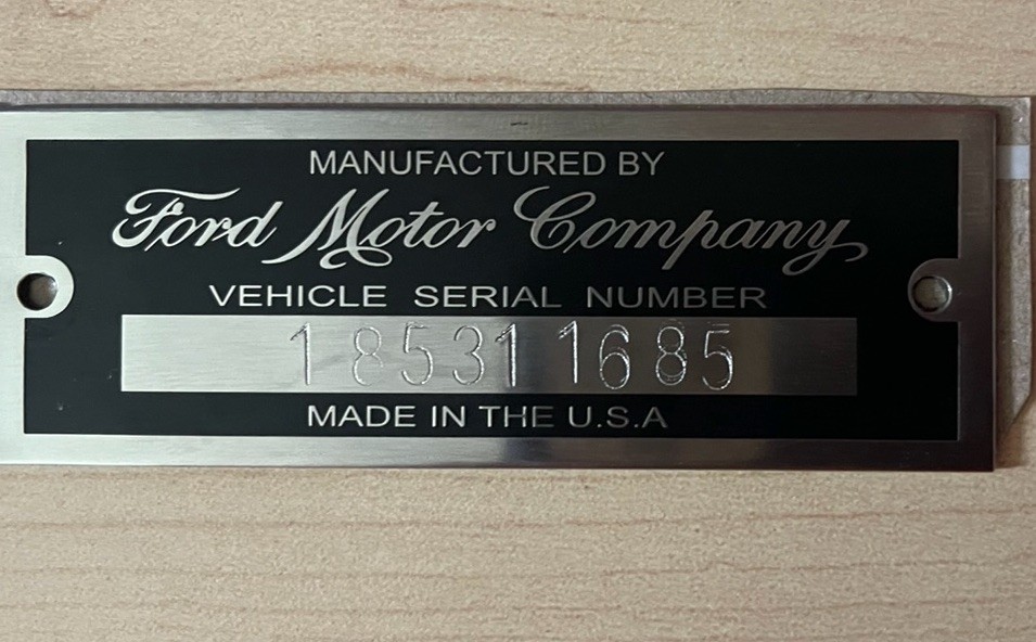 FORD SERIAL NUMBER DATA PLATE MODEL A/B TAG CAR OR TRUCK STAMPED w/ INFORMATION