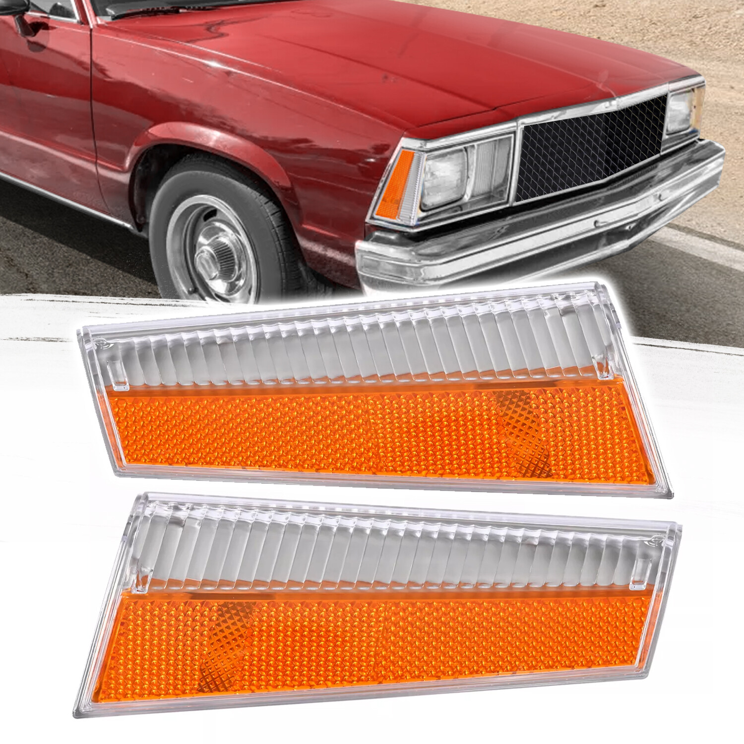 Pair For Chevrolet Malibu & El Camino 1978-1979 Side Marker Lights Turn Lamp