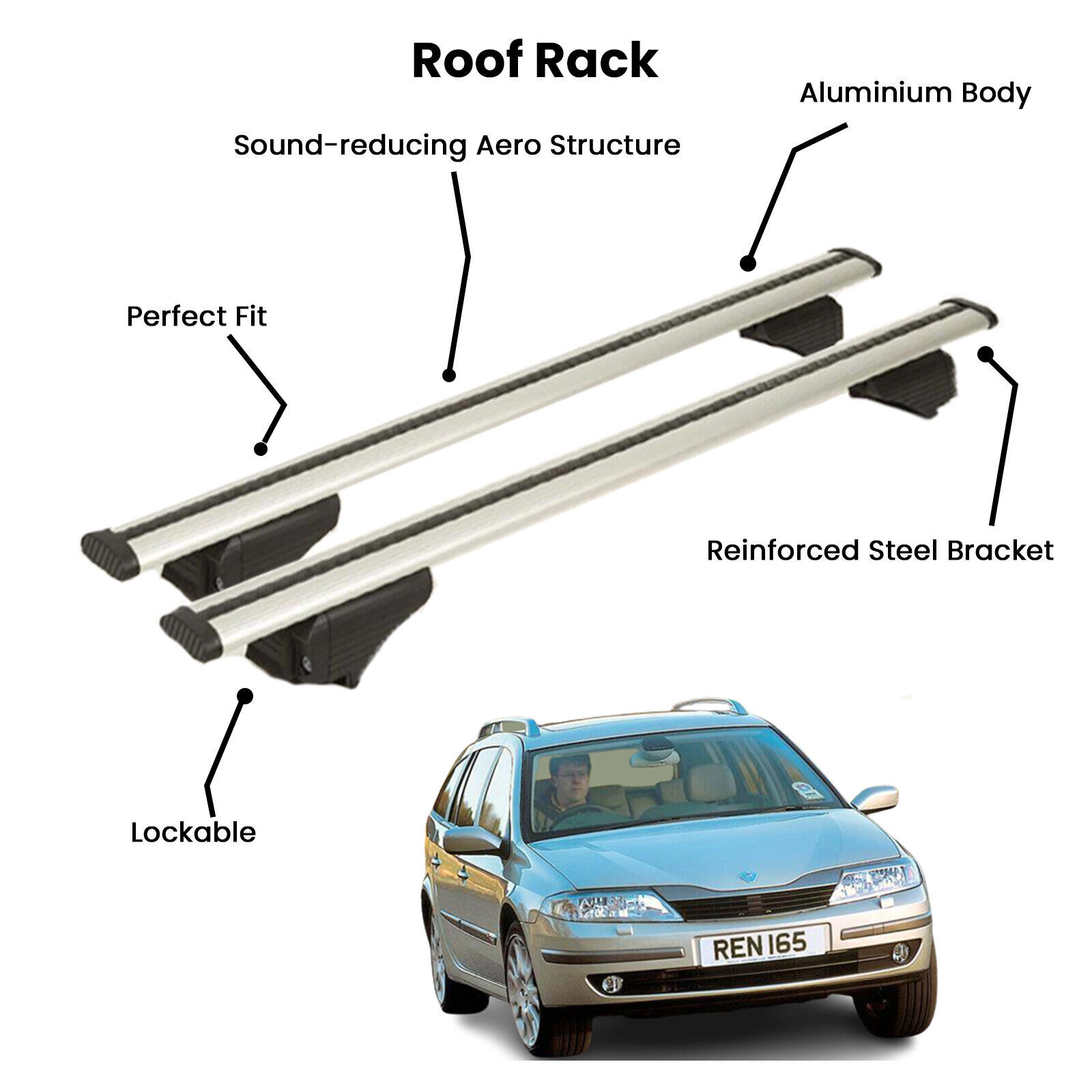 2 Pcs Silver Cross Bars for  RENAULT LAGUNA SW 2001-2007
