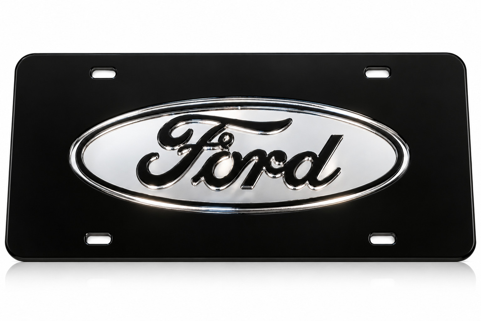 Ford Chrome Mirror License Plate Auto Tag F-150 Truck Diesel 