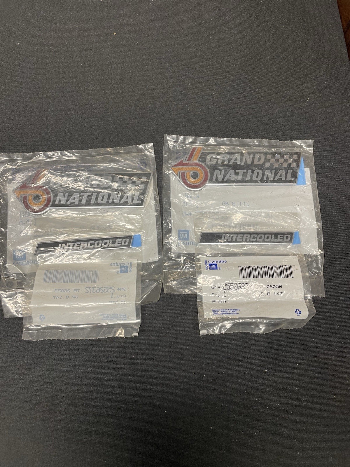 NOS GM Genuine BUICK Grand National 25516222 GNX GN 25526372 EMBLEM Intercooled