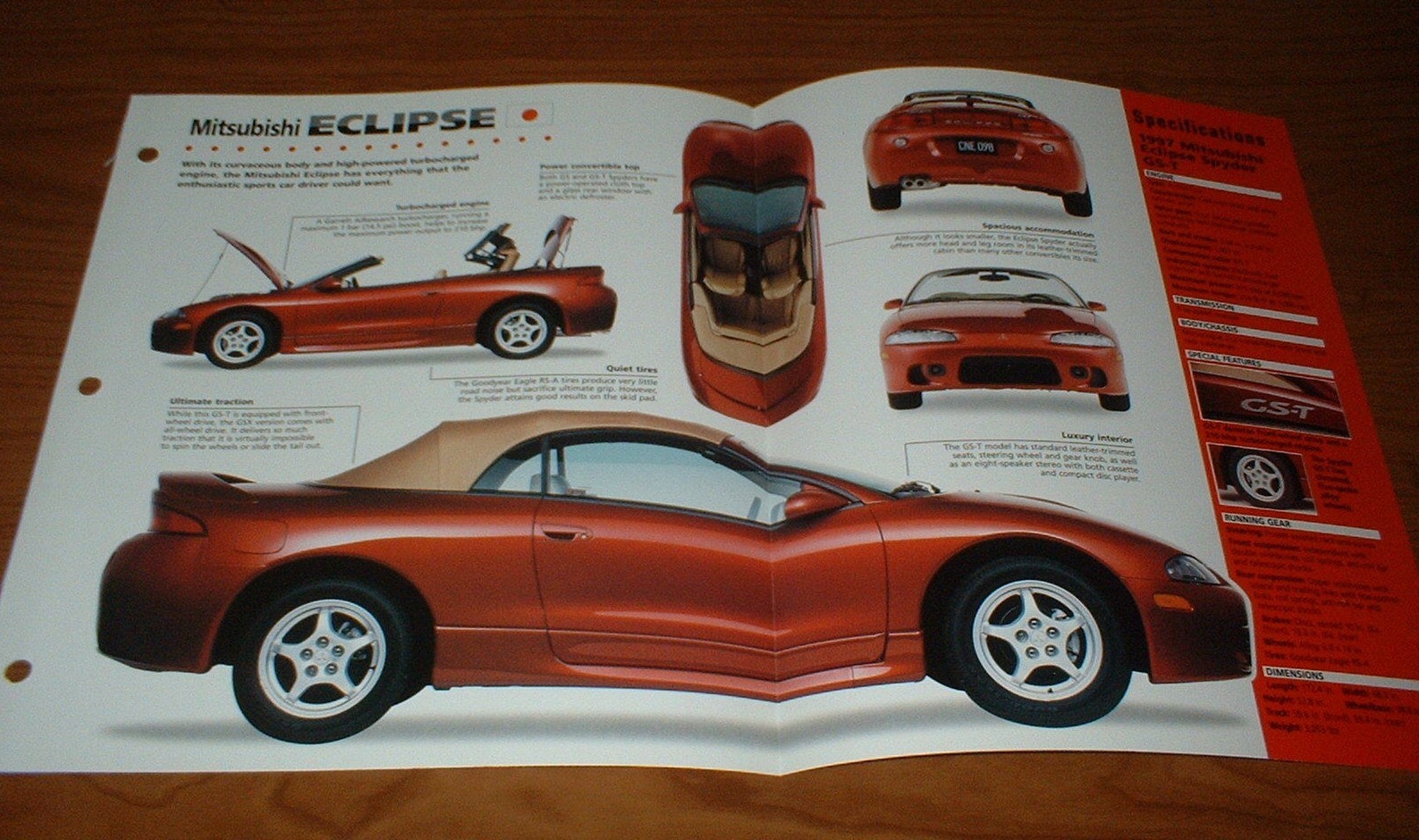 1997 Mitsubishi Eclipse GS-T Original Imp Brochure Specs Info 97 GST Convertible