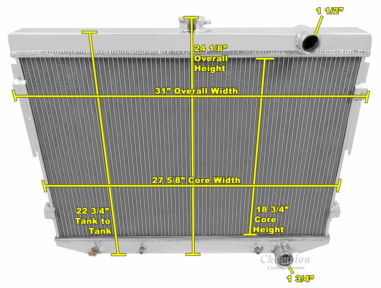 KR Champion 4 Row Radiator for 1975 - 1978 Chrysler Cordoba V8 Engine #MC503