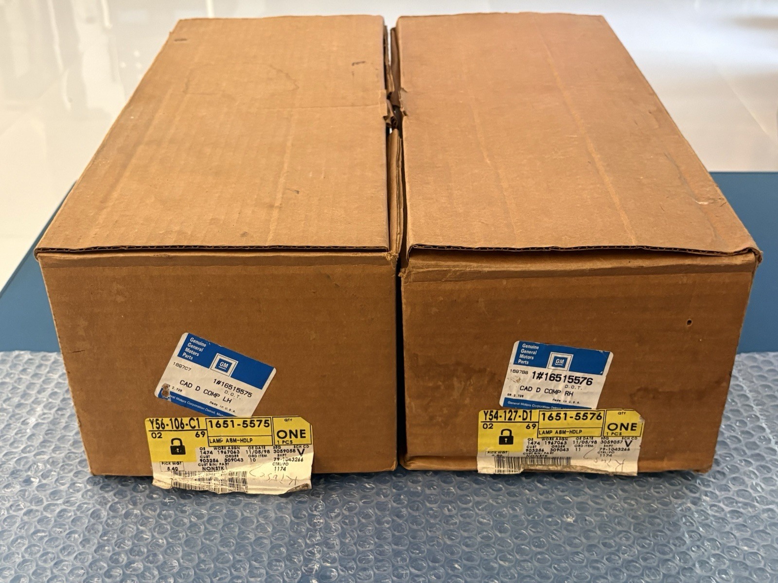 Rare NOS OEM GM 1990-1992 Cadillac Brougham Headlights 1651-5575 & 76 LH RH NEW