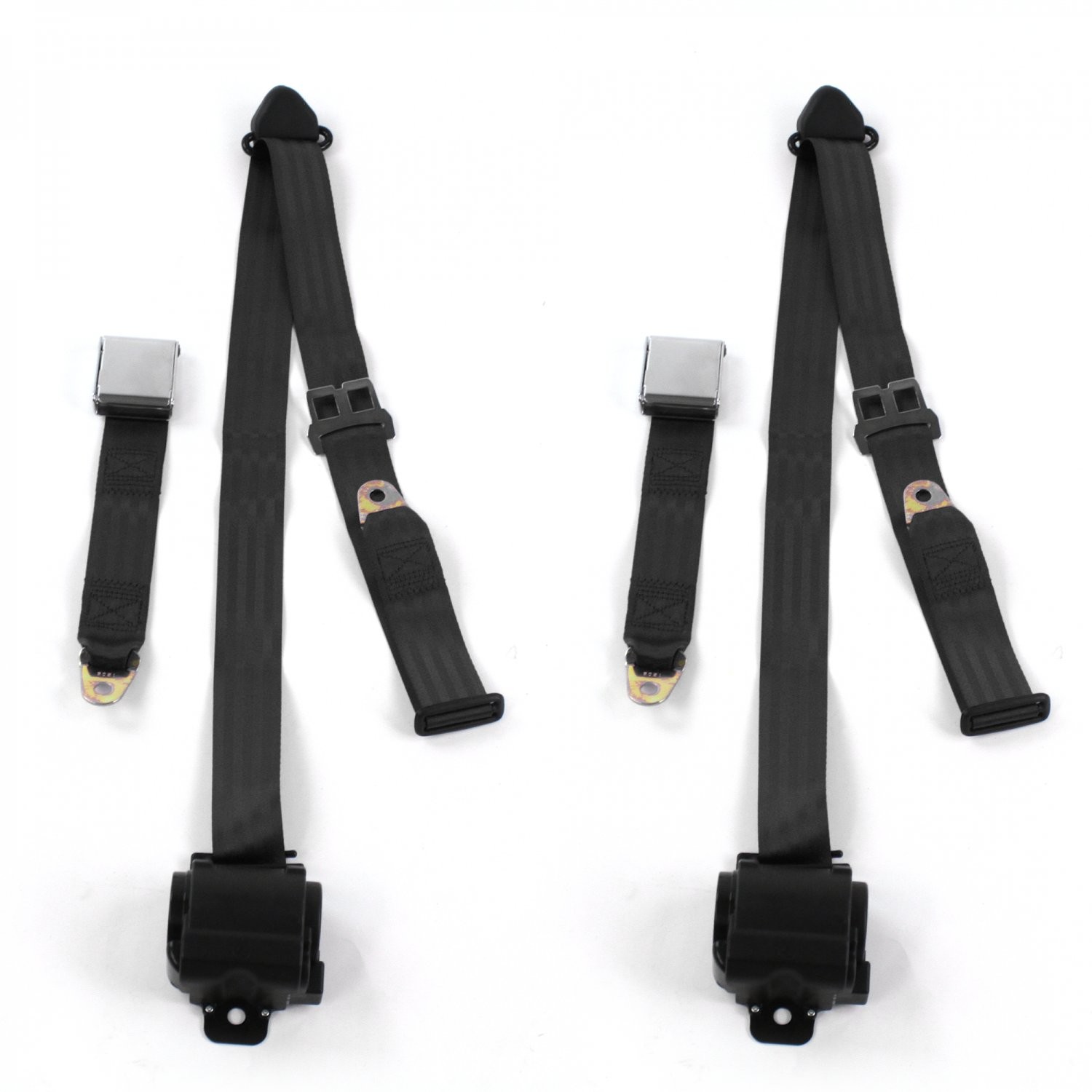 AMC Matador 1971 - 1978 Airplane 3pt Black Retractable Bucket Seat Belt Kit - 2