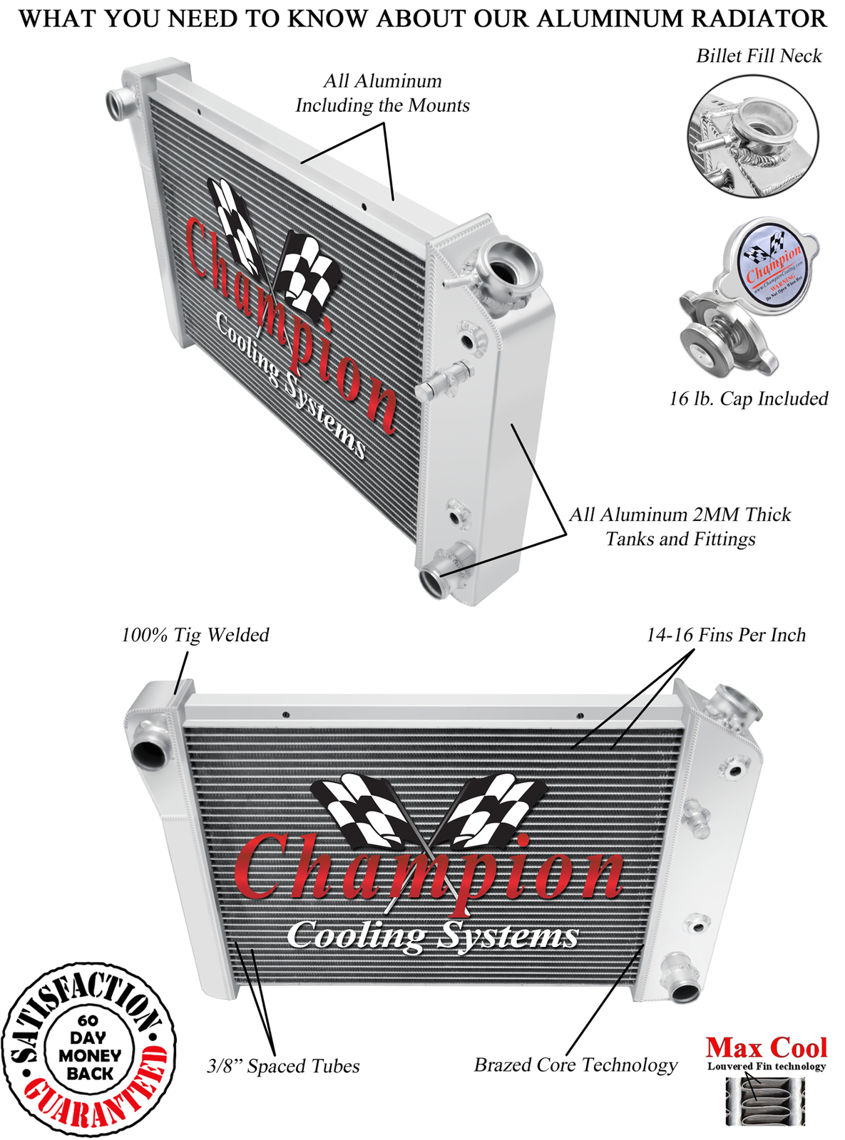3 Row Discount Champion Radiator for 1971 - 1977 Chevrolet Vega V8 Swap #CC469