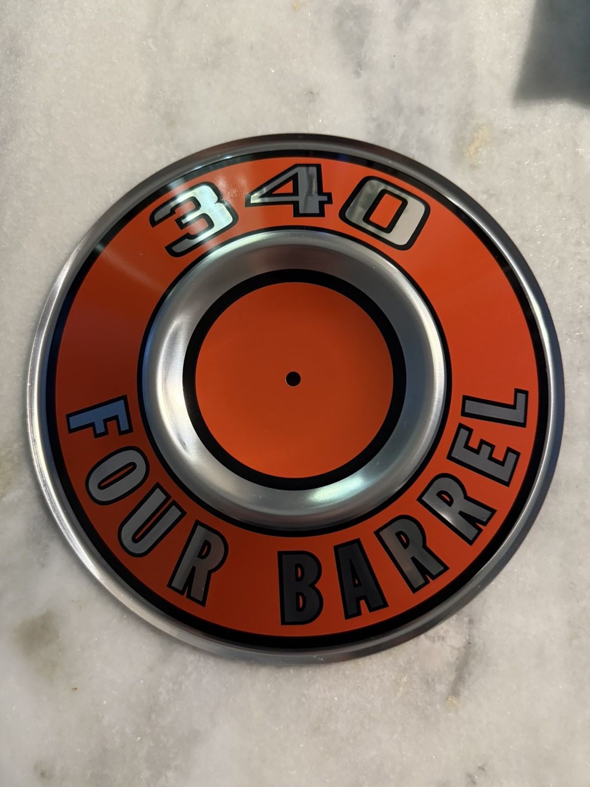 NOS Orange 340 Pie Tin Air Cleaner Lid Cuda Duster Demon Plymouth Dodge 