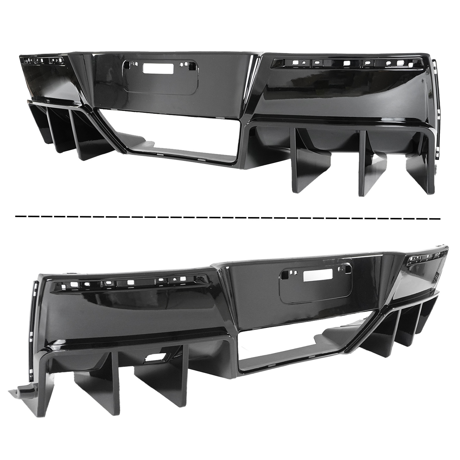 For Corvette C7 2014-2019 Gloss Black Big Fin Compelete Rear Bumper Diffuser Kit