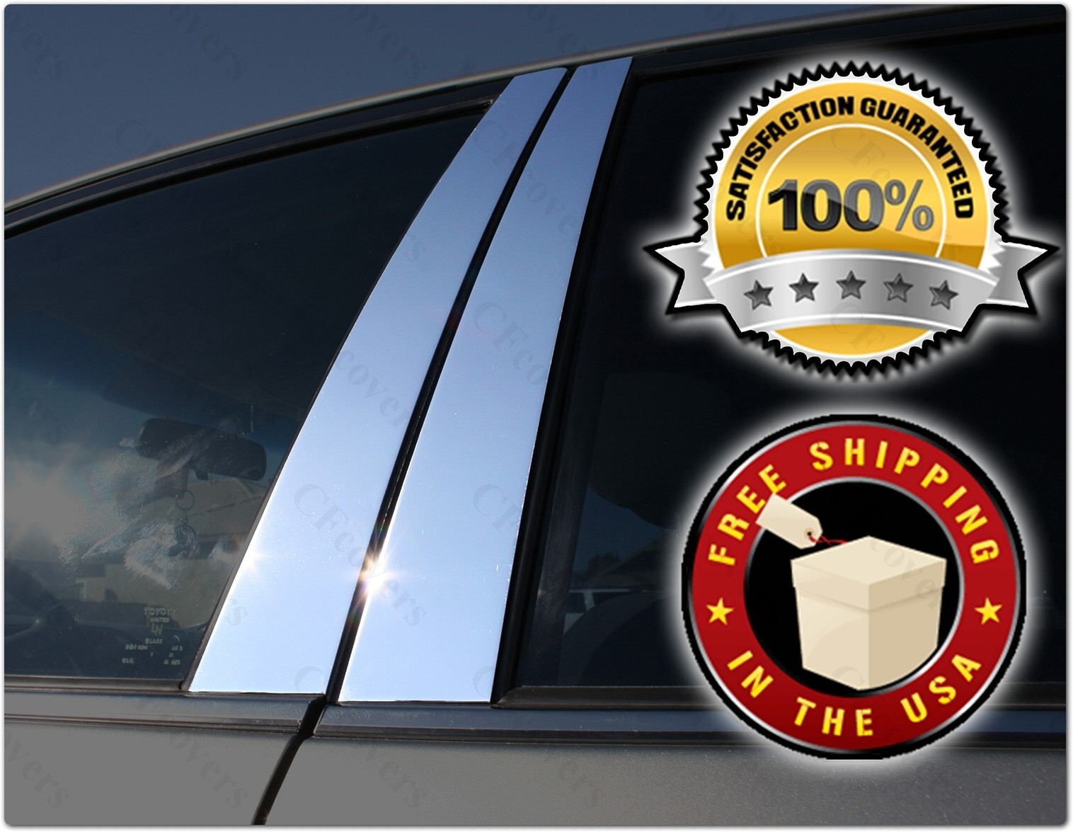 CHROME Pillar Posts for Buick Le Sabre (4dr) 00-05 6pc Set Door Trim Mirrored