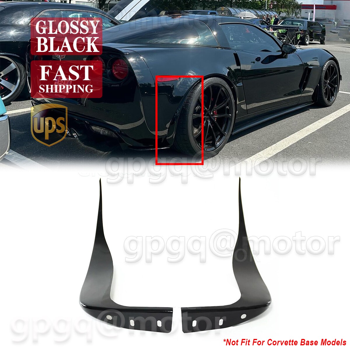 For Chevy Corvette C6 Z06 ZR1 2005-2013 Gloss Black Rear Splash Guards Mud Flaps