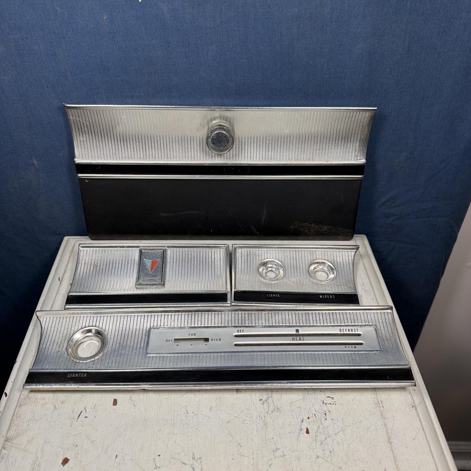 1966 Plymouth Valiant Dash Bezel Trim Lot Lights Wipers Emblem