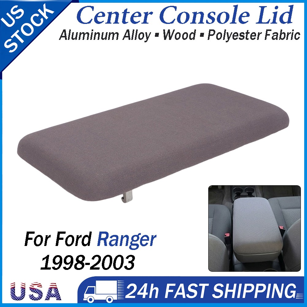 For Ford Ranger 1998-03 Center Console Lid Armrest Cover Aluminum Wood Polyester