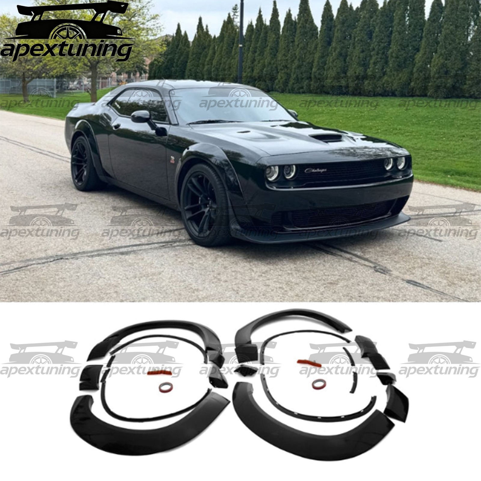Demon Style Widebody Fender Flares Kit For 2015-23 Dodge Challenger Srt Hellcat