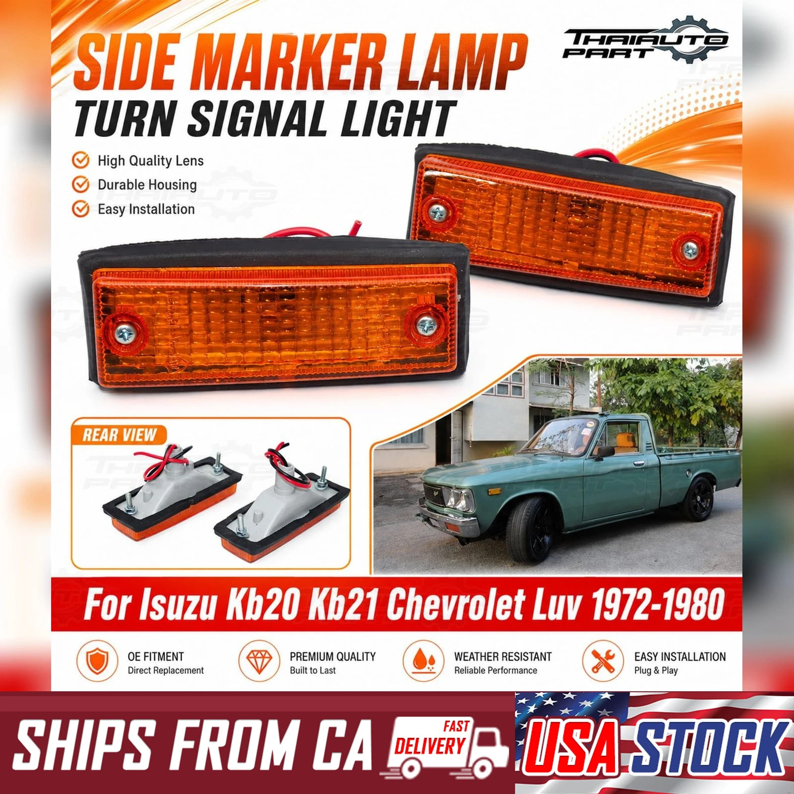 Fit Isuzu Kb20 Kb21 Chevrolet Luv 1972-80 Side Marker Lamp Turn Signal Light