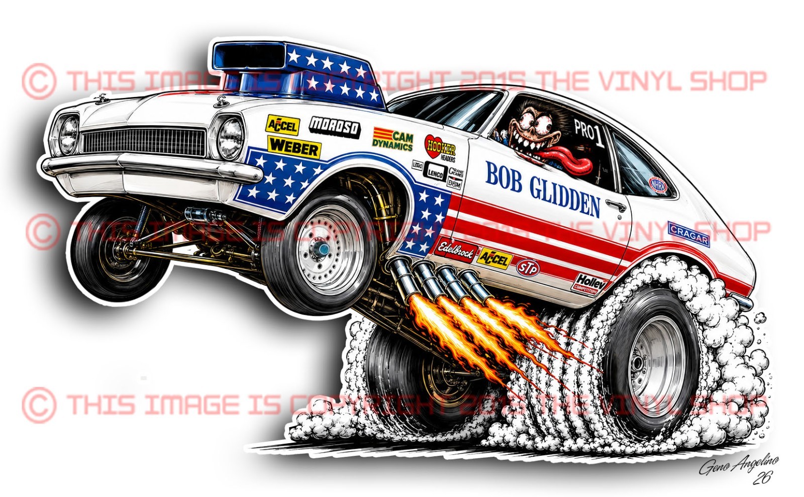 Bob Glidden Ford Pinto Pro Stock Ford Pinto Rat Fink NHRA drag racing decal