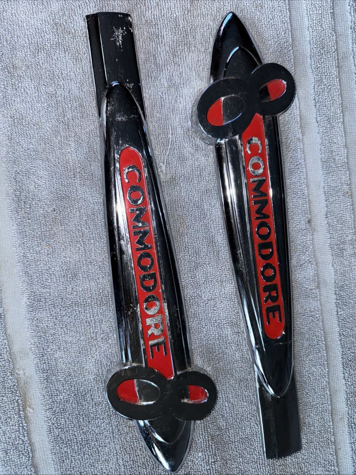 Vintage NOS 1952 Hudson Commodore 8 Front Fender Emblem Pair