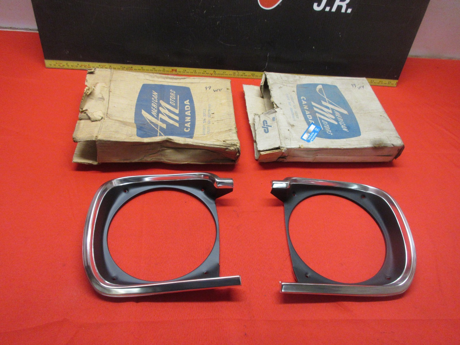 1967-1969 AMC RAMBLER AMERICAN SCRAMBLER HEADLIGHT BEZEL PAIR NOS