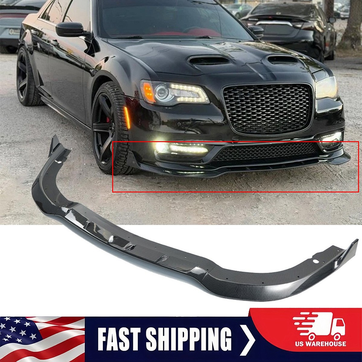 For Chrysler 300 C S SRT 2015-2023 Carbon Fiber V3 Front Bumper Lip Splitter Kit