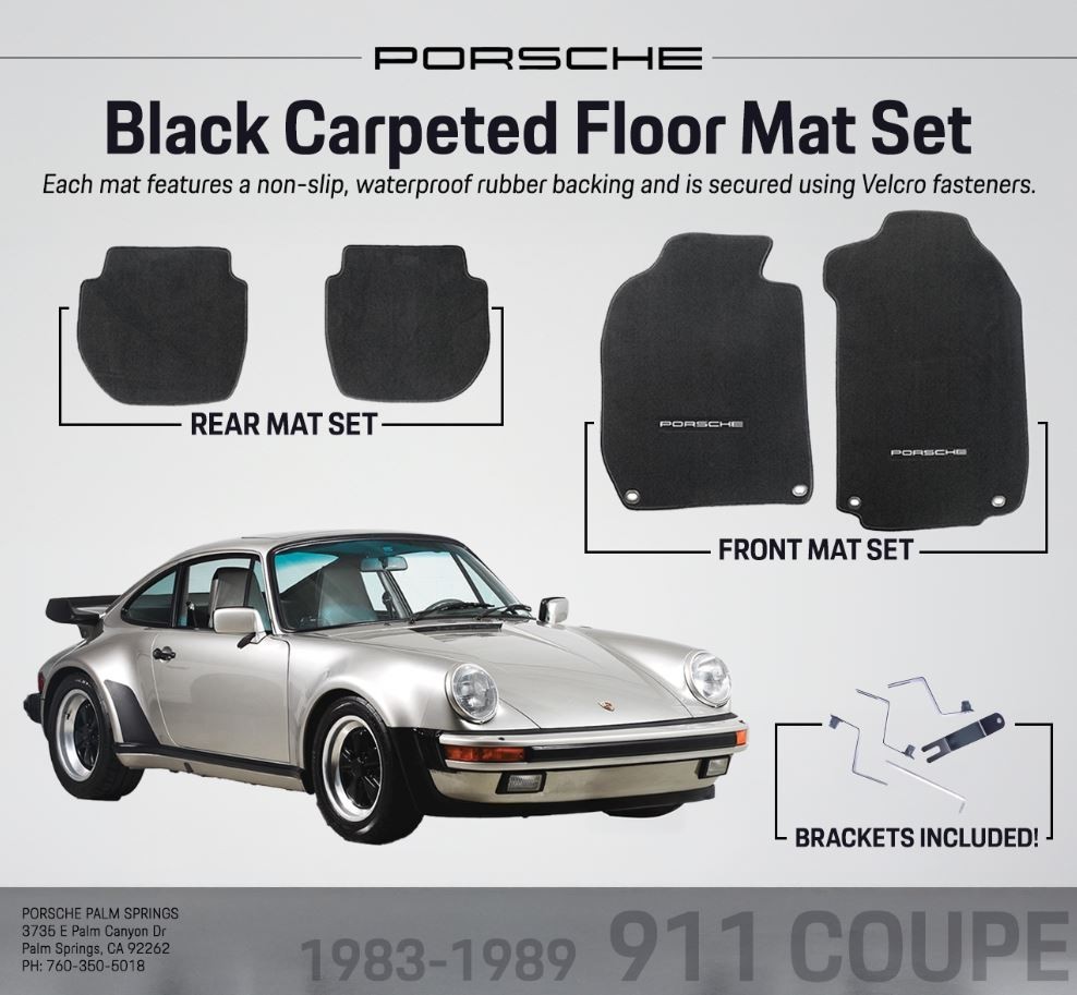 Genuine Porsche 911 Coupe Floor Mat Set Black (1983-1989)  LHD