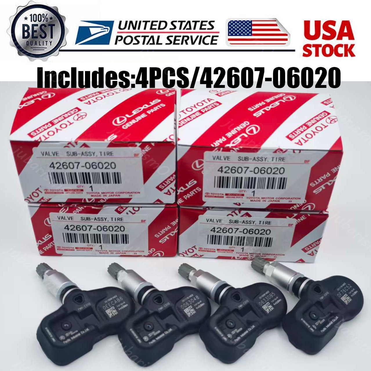 4X Genuine 42607-06020 Tire Pressure Monitoring Sensor For Toyota Corolla Prius
