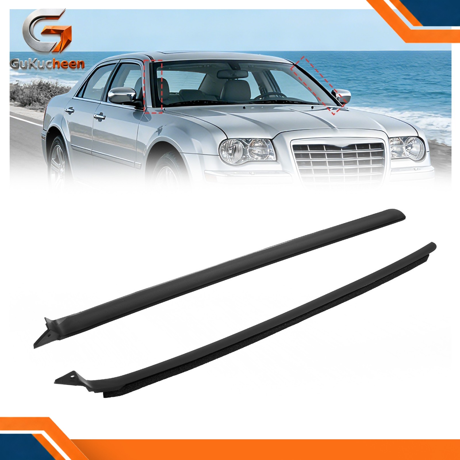 Outer A-Pillar Molding Pair For 2005-2010 Chrysler 300 Dodge Magnum Charger