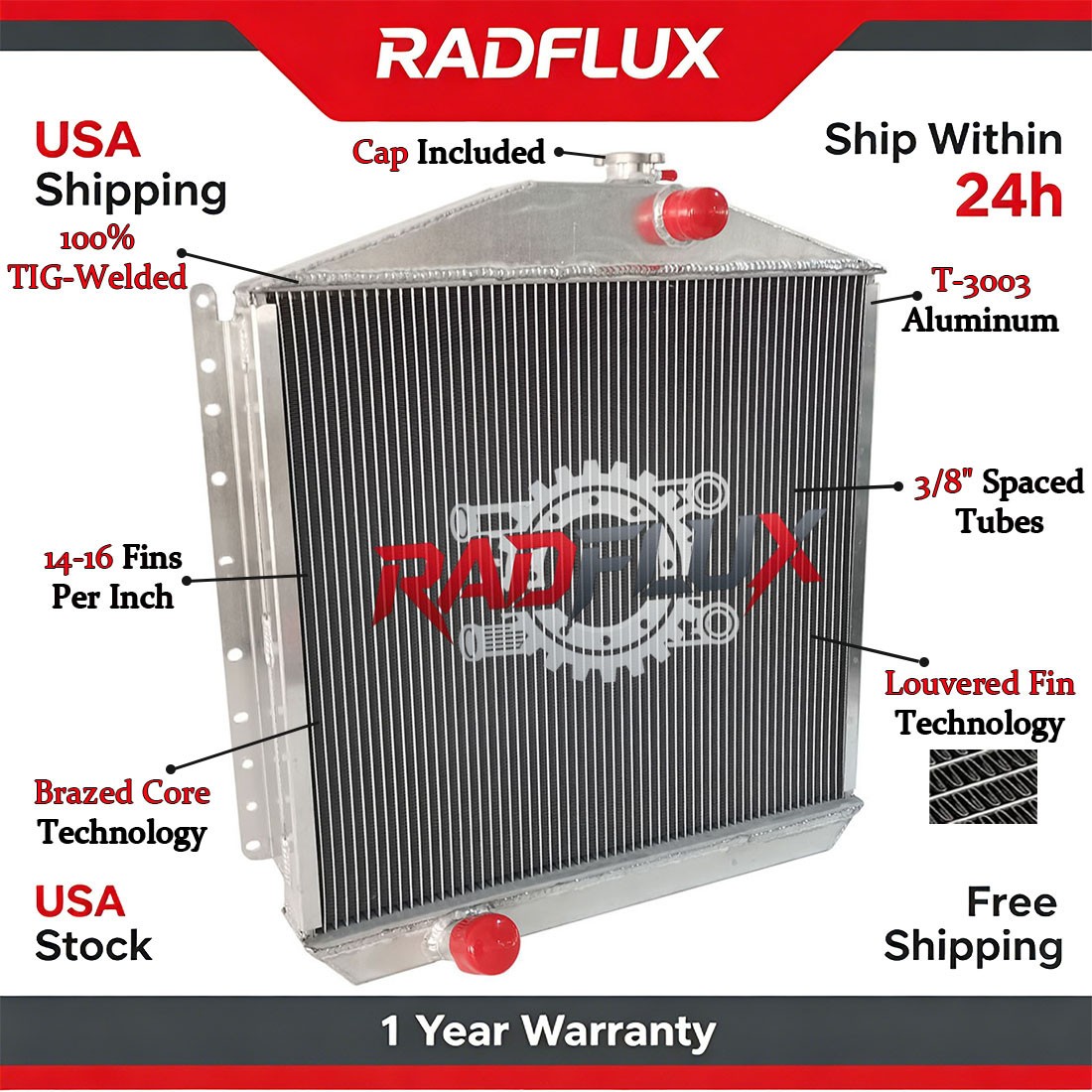M/T Aluminum Radiator Fits 5.3L V8 Oldsmobile Super 88 1954-1956 1955 #CC54OL