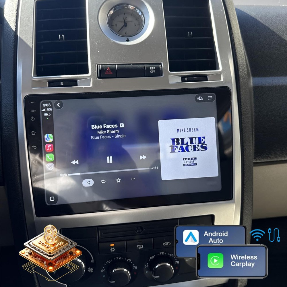For Chrysler 300C 2005-2010 Car Stereo Apple CarPlay Android 15.0 Radio GPS Navi